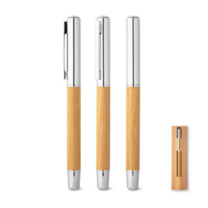 Caneta Roller Reciclado e Bambu Personalizada_set