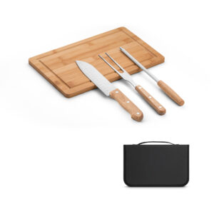 Kit churrasco em Estojo madeira de Seringueira Personalizado